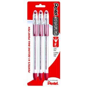  Pentel R.S.V.P. Ballpoint Pen, Fine Line, Red Ink, 3 Pack 