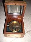Stanley London Brass Gimbaled Compass in Wooden Box wit