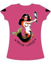 Sourpuss Goth Rockabilly Tattoo Mermaid True Love Punk Pinup Tee Shirt 