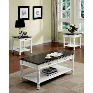  Coffee Table Set With Coffee Table And Two End Tables In Black/White 