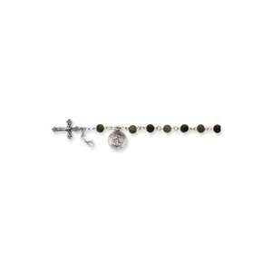  Sterling Silver / Jade Rosary Bracelet   7 Inch West 