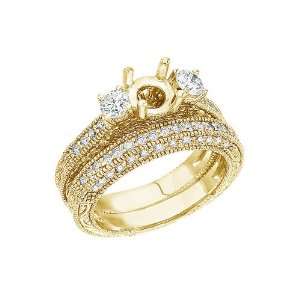   Yellow Gold 1 Ct Fashion Bridal Diamond Ring Set (Size 4.5) Jewelry