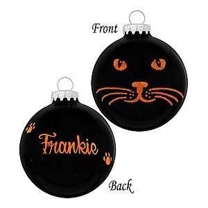  Personalized Black Cat Glass Ornament