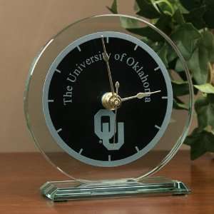 Oklahoma Sooners Round Glass Clock 