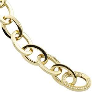  14k Yellow Gold Link Bracelet with Diamond Clasp 