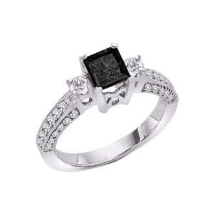   White Gold 1/2 ct. Diamond Engagement Ring with Black Center Diamond