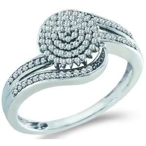   Cluster Pave Setting Round Cut Ladies Diamond Engagement Fashion Ring