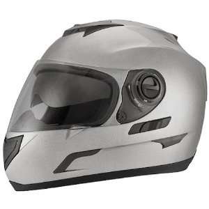   Metallic Silver Dual Visor Full Face DOT Motorcycle Helmet [2X Large