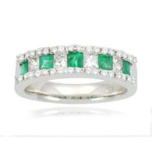  14k White Gold Classic Emerald Diamond Ring (3/5 cttw, I J 