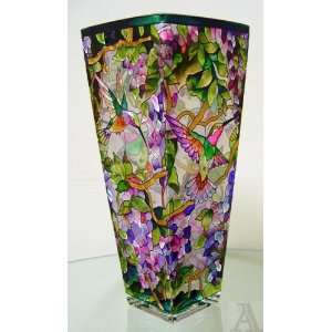  Flower Hummingbird Stained Glass Bird Flower Vase