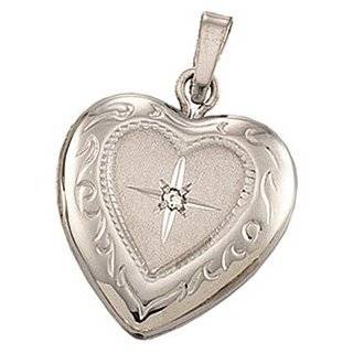   White Gold Heart Shaped Diamond Locket Pendant Jewelry 