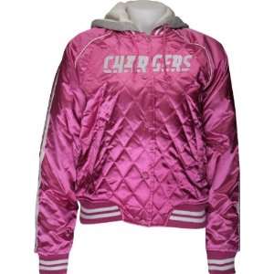   Diego Chargers Womens Pink Satin Varsity Jacket
