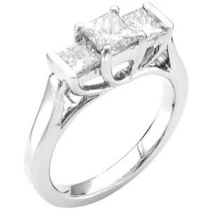  14k White Gold 3 Stone Princess Cut Diamond Ring (1 1/2 