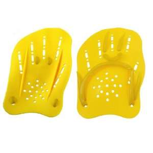   Yellow Plastic Swimming Hand Paddles Webbed Gloves