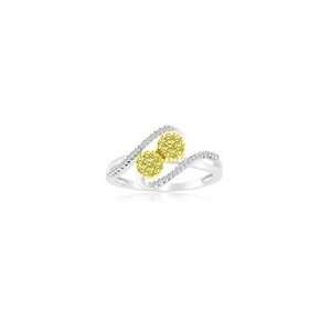  0.45 Cts Yellow & White Diamond Ring in 14K White Gold 10 