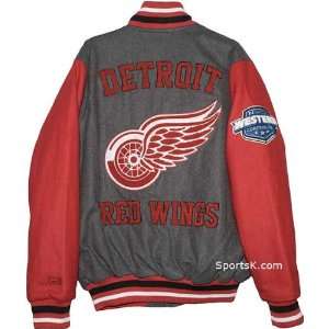  Detroit Red Wings Grey Wool Varsity Jacket (Small & Medium 
