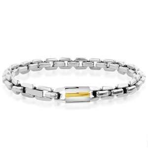  Mens Stainless Steel Square Link Bracelet   8.5 Jewelry