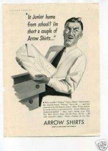 Arrow Shirts Clothing 1940s Original Vintage Ad  