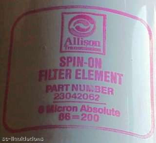 Allison Transmission Filter #23042062, Allison & Peterb  