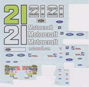 21 Bill Elliott MOTORCRAFT 1/32nd Waterslide Decals Slot Car  