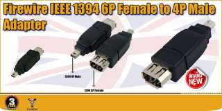 USB Firewire IEEE 1394 6 Pin Female to Mini 4 Male Converter Extension 