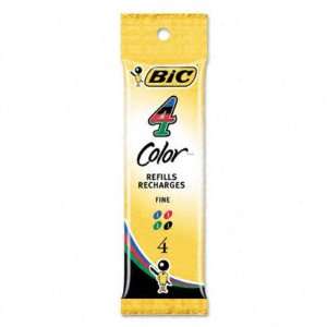 Bic 4 Color Retractable Ballpoint Pen   Fine, BLK, BE, GN, Red Ink, 4 