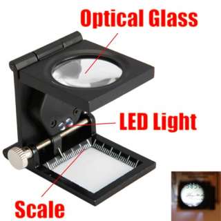 Stylish Loupe 8x Folding Magnifying Glass Magnifier with LED  