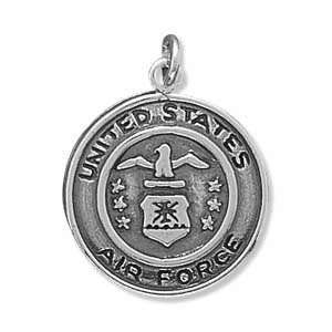  Sterling Silver US Air Force Medallion Charm / Pendant, SOLID .925 