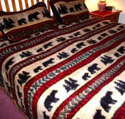 Bear Adventure Plush Fleece Blanket Set KING Comforter Bedding Throw 
