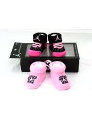 Nike Air Jordan Newborn Infant Baby Booties Socks Black and Pink w/Air 