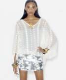  Bar III Sheer Embroidered Poncho & Printed Sequin 