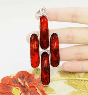 FOUR STONE CHERRY RED BALTIC AMBER PENDANT PY15  