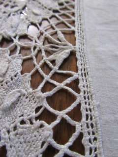 Antique Handmade Lace Bobbin Needlelace Linen Tablecloth Large Runner 