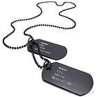 Army Style Cool Black Tone 2 Name Dog Tag Mens Necklace Pendant 