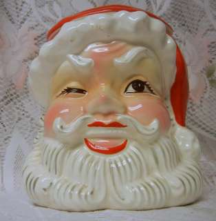 Vintage NAPCO Winking Santa Christmas Cookie / Candy Jar Rare  