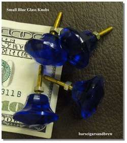 small Cobalt BLUE GLASS Door Knobs pulls antique hardware restoration 