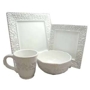   Ceramic Dinnerware Set, Antique White 