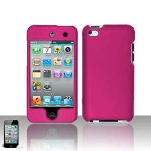 Apple Ipod Touch 4th Generation Hot Rose Pink Hard Cover Case + Bonus 