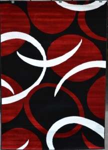 Red Black White Contemporary Modern Geometric Abstract Area Rug Carpet 