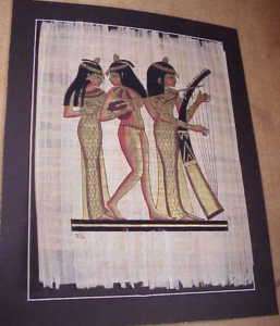 Egyptian Women Musicians Art Painting on Papyrus Paper  