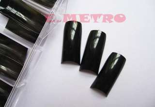 500 French False Nail Art Tip Artificial Black with Box  