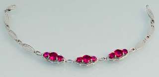   EXCELLENT RUBY ROUND 925 STERLING SILVER ARTISAN BRACELET 7 M7122