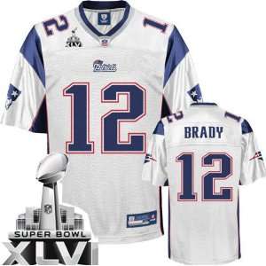 XLVI NFL Authentic Jerseys New England Patriots Tom Brady WHITE Jersey 