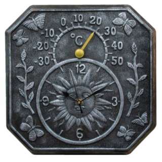 Poolmaster Terra Cotta Clock/Thermometer   Black.Opens in a new window