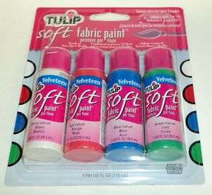 TULIP Soft Fabric Velvet Paint Set 4 Different Colors  