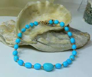  genuine baby sky blue turquoise and 14k gold bracelet the bracelet 