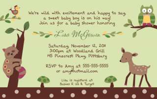 24 Printed Enchanted Forest Baby Shower Invitations   Deer, Owl 