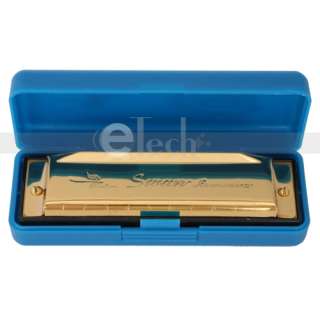 Swan Metal 10 Holes Key Of C Harmonica Golden with Case High Quality 