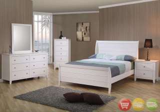 Twin White Wood Kids 5 pc Bedroom Furniture Set w Chest  