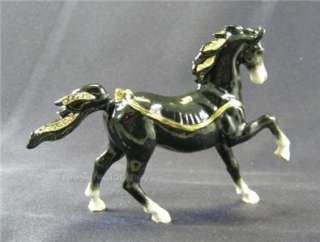 Swarovski Bejeweled Black Horse Trinket Box w Pendant  
